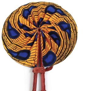 Orange Peacock Leather Folding Fan